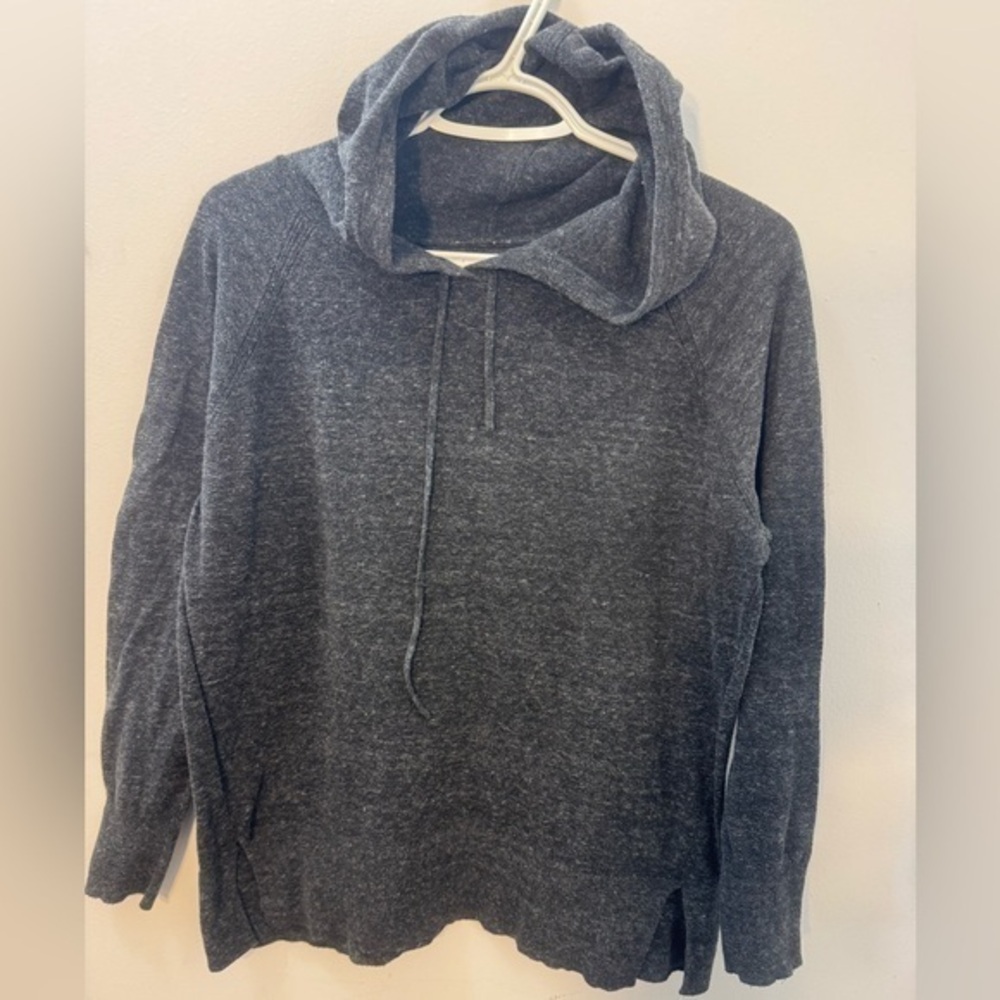 Gray Sweater Women's Hoodie Cowl Neck Sweatshirt Pullover Long Sleeves Casual M